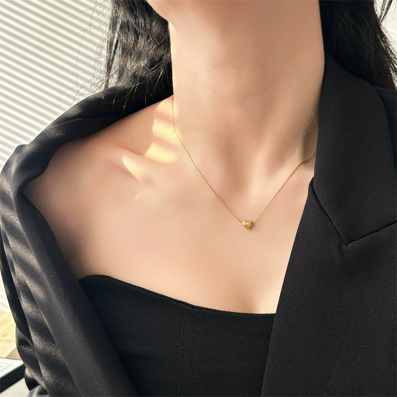 Just Lil Things Minimalist Shimmy Heart Chain Necklace – Sleek Polished Design jltn1606