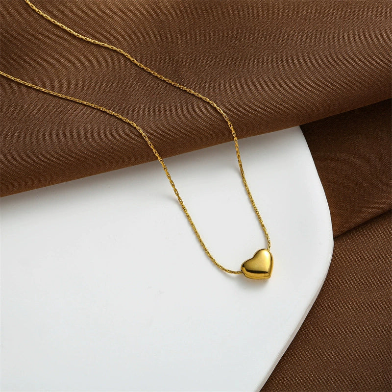 Just Lil Things Minimalist Shimmy Heart Chain Necklace – Sleek Polished Design jltn1606