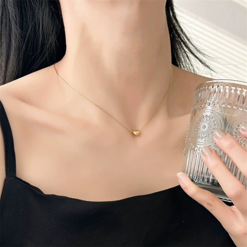 Just Lil Things Minimalist Shimmy Heart Chain Necklace – Sleek Polished Design jltn1606