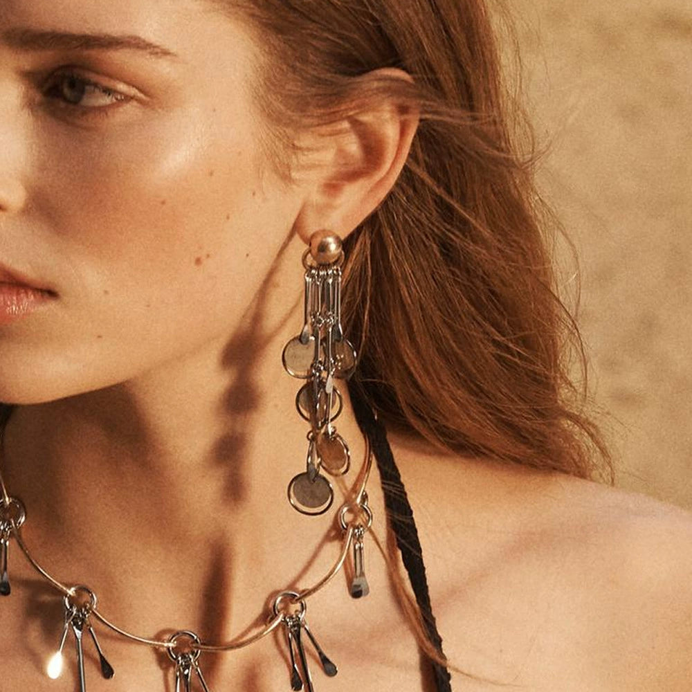Just Lil Things Urban Dangle Disc Earrings – Mixed Metal Geometric Design jlt13318