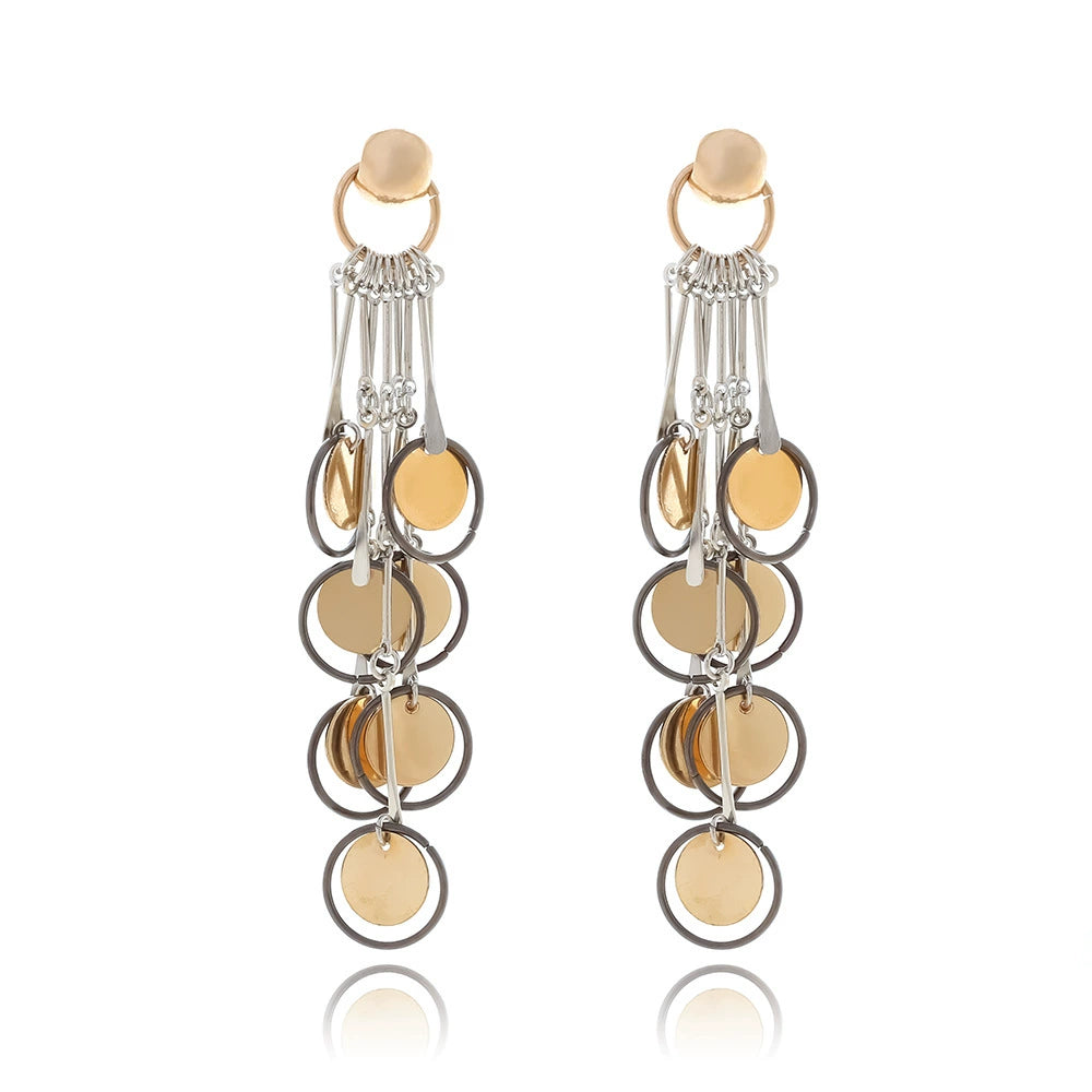 Just Lil Things Urban Dangle Disc Earrings – Mixed Metal Geometric Design jlt13318