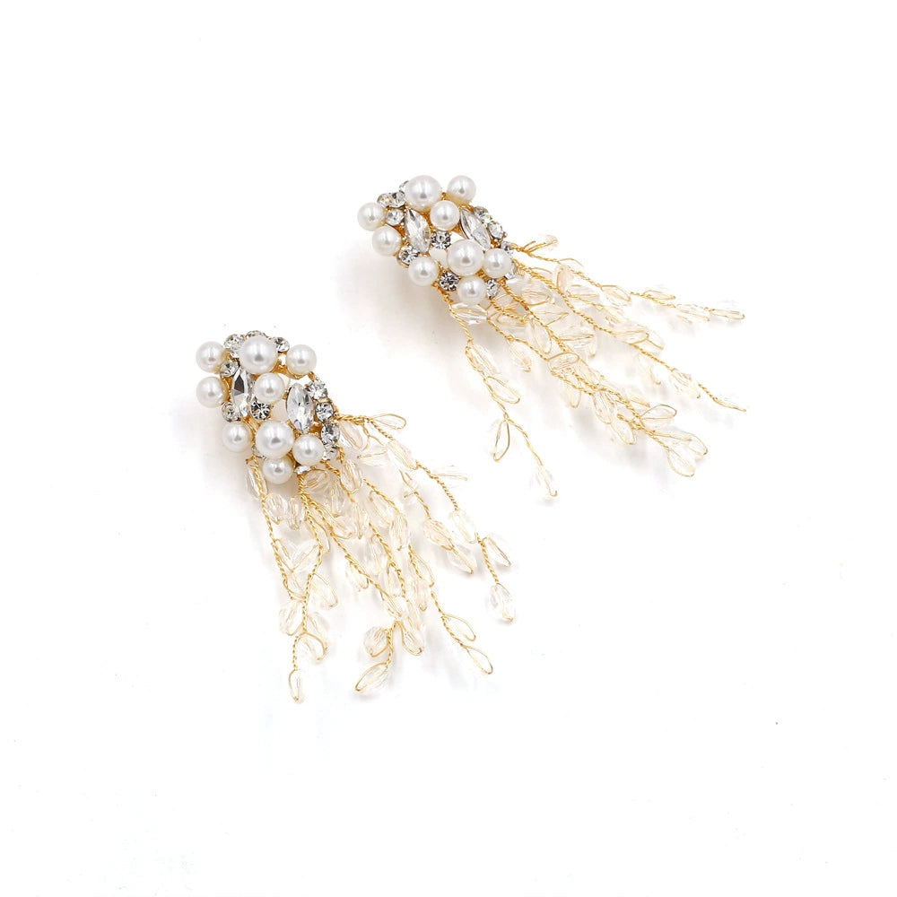 Just Lil Things Pearl & Crystal Leaf Cascade Earrings jlt13323
