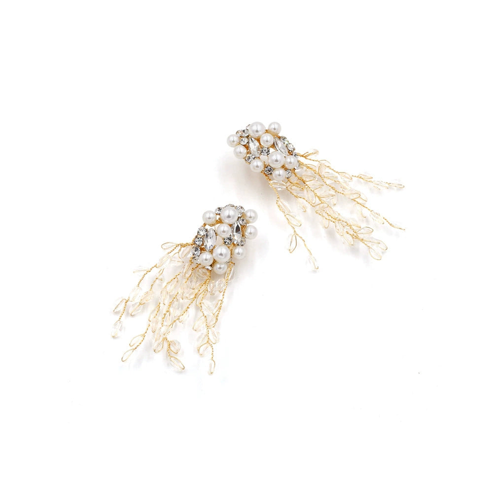 Just Lil Things Pearl & Crystal Leaf Cascade Earrings jlt13323