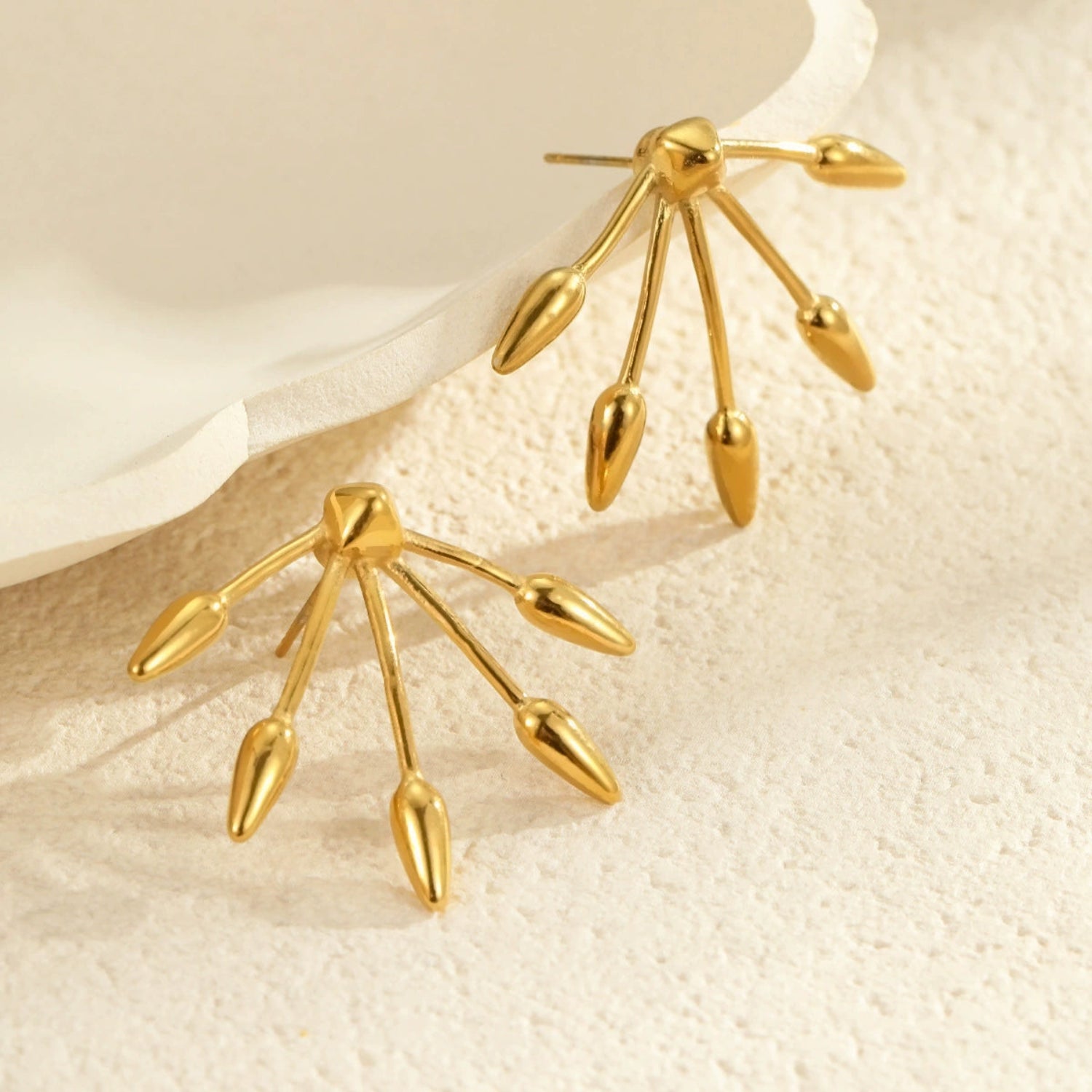 Just Lil Things Modern Nature-Inspired Leafy Dangle Abstract Design Earrings jlt13306