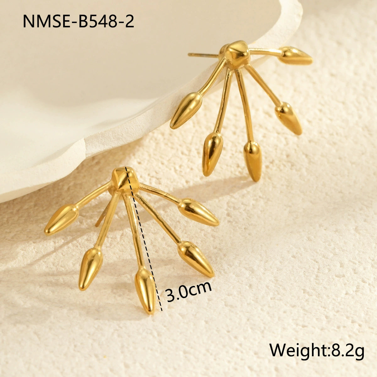 Just Lil Things Modern Fanburst Stud Earrings – Abstract Drop Spoke Design jlt13306