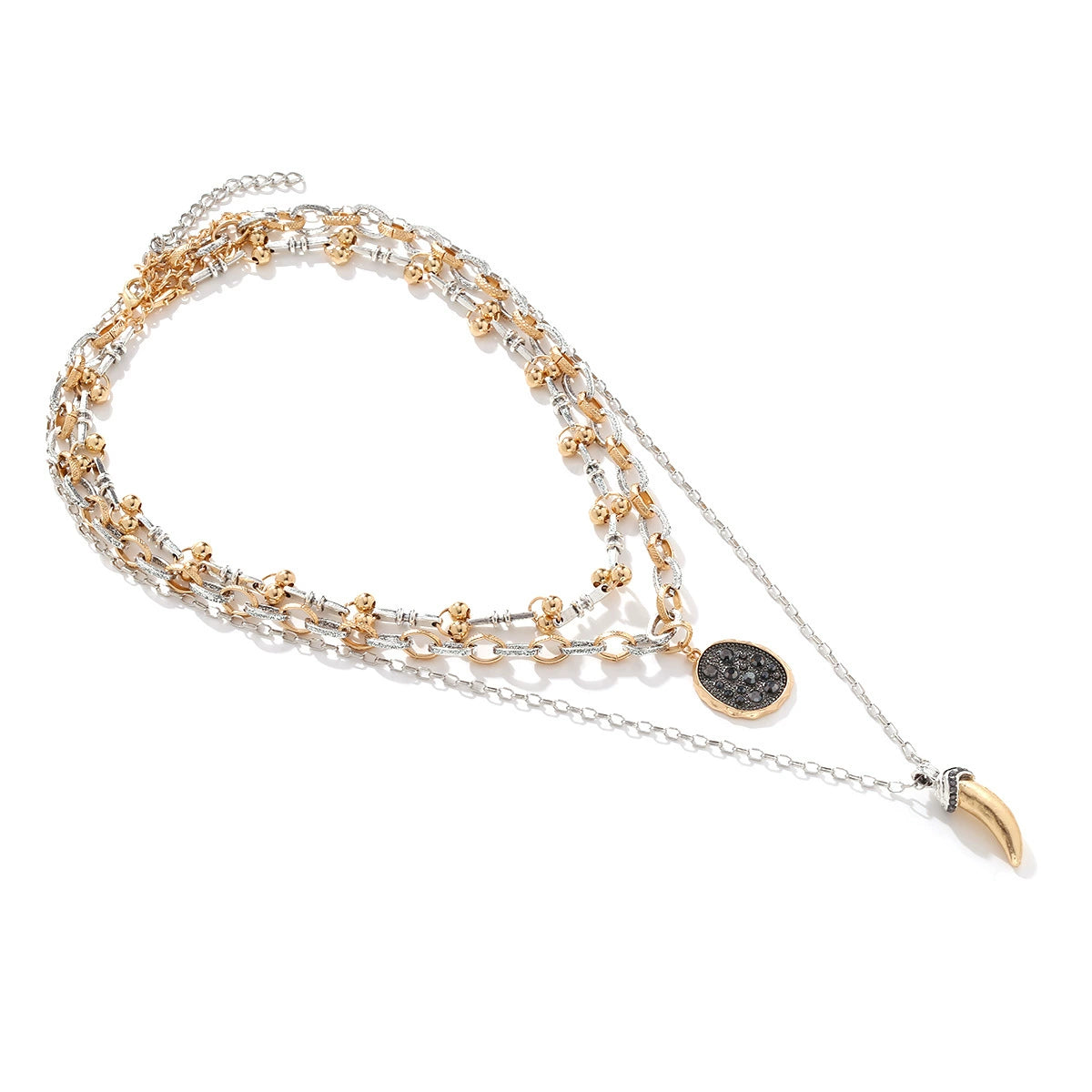 Just Lil Things Layered Tribal Luxe Necklace – Bead & Tusk Pendant Design jltn1608