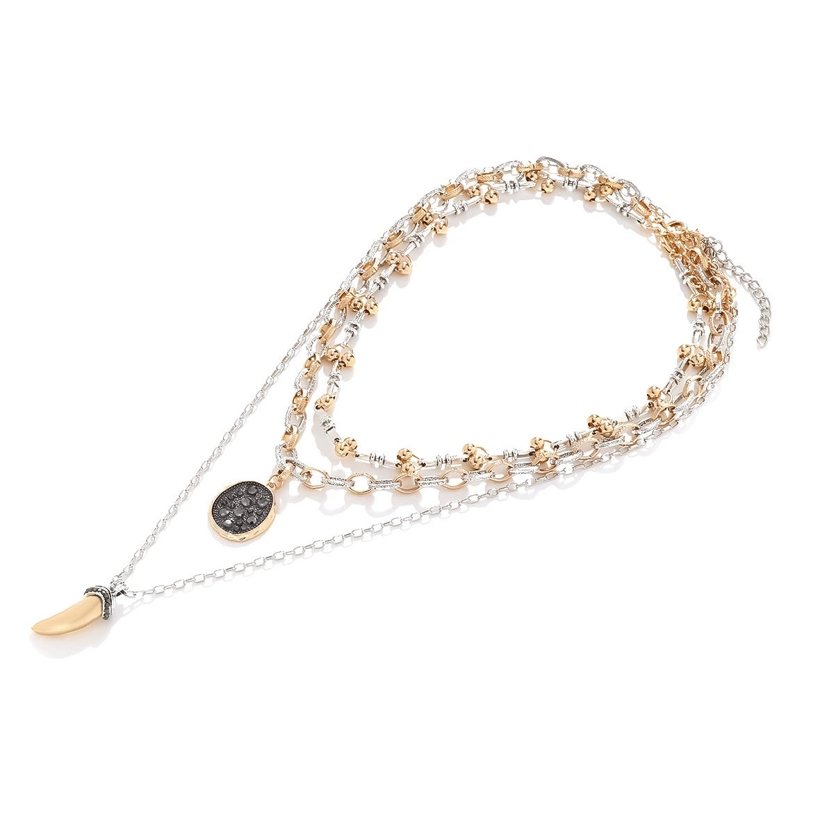 Just Lil Things Layered Tribal Luxe Necklace – Bead & Tusk Pendant Design jltn1608