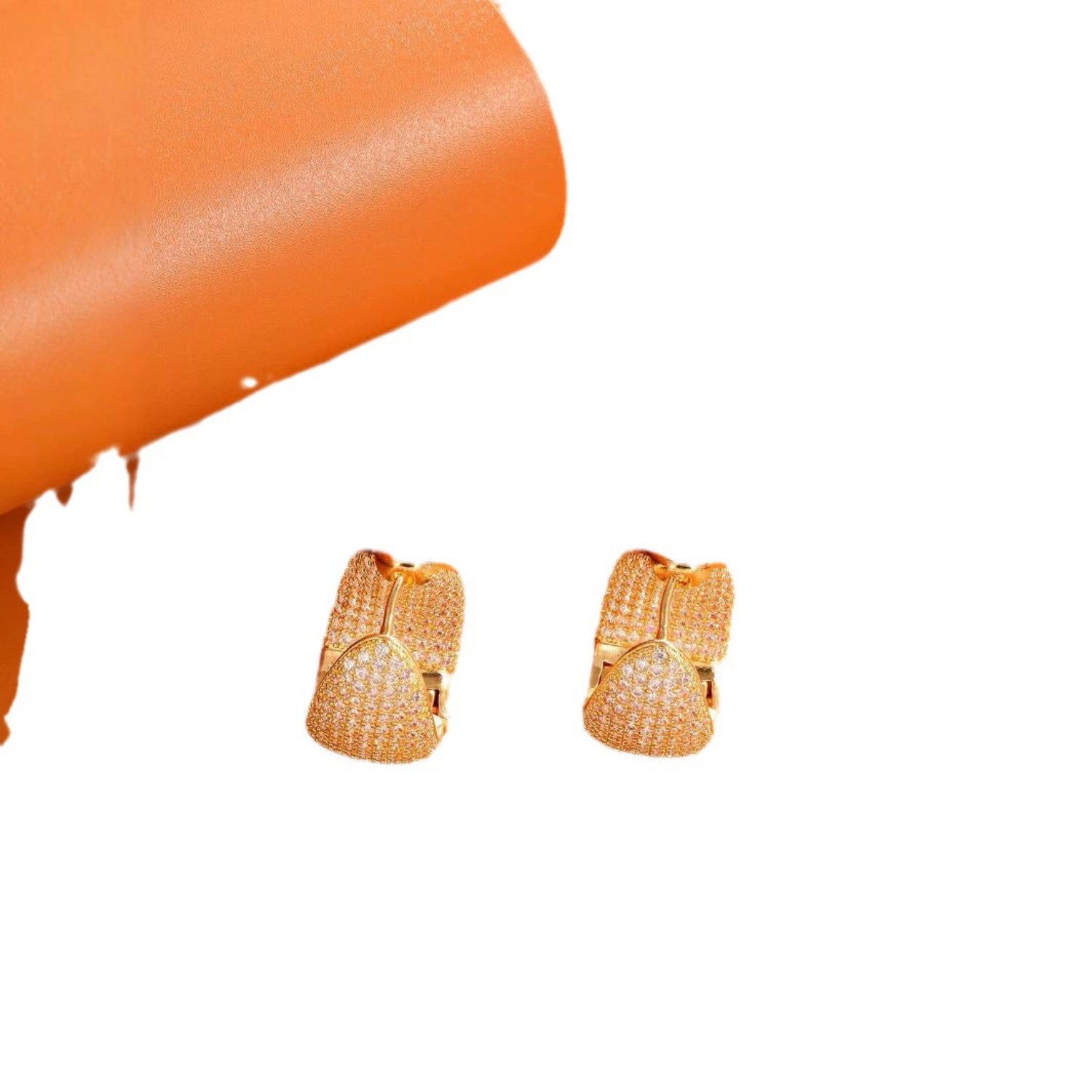 Just Lil Things Chunky Pavé Huggie Earrings – Dome-Shaped Design with Full Crystal Embellishment jlt13307