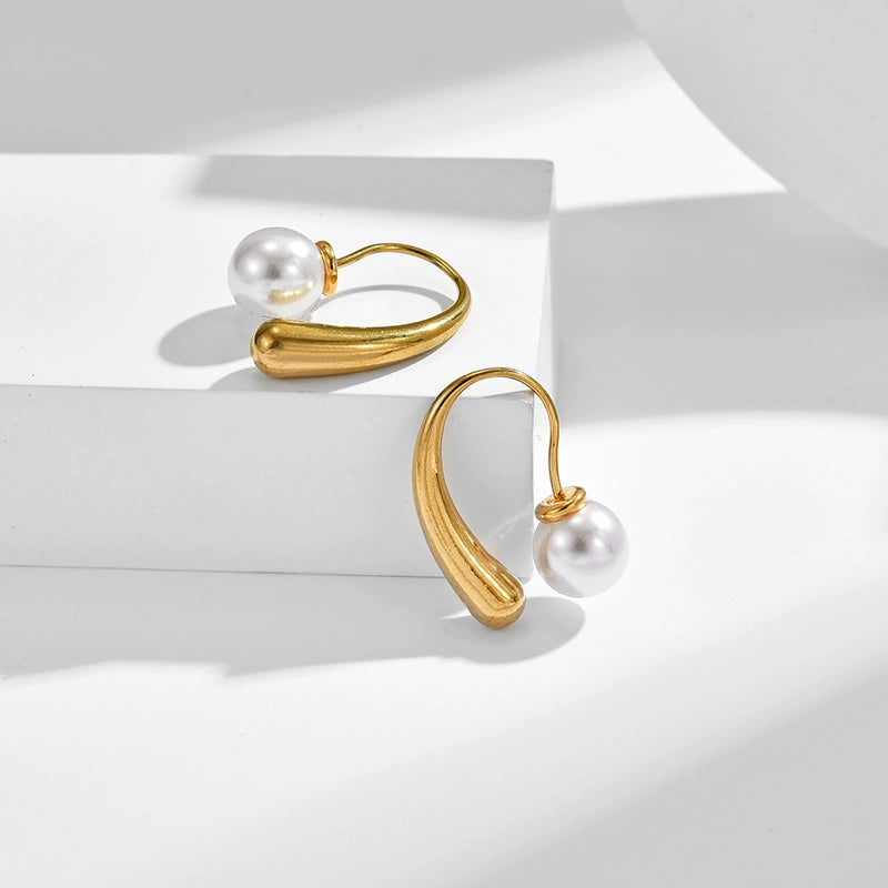 Just Lil Things Elegant Teardrop Pearl Hook Earrings jlt13300