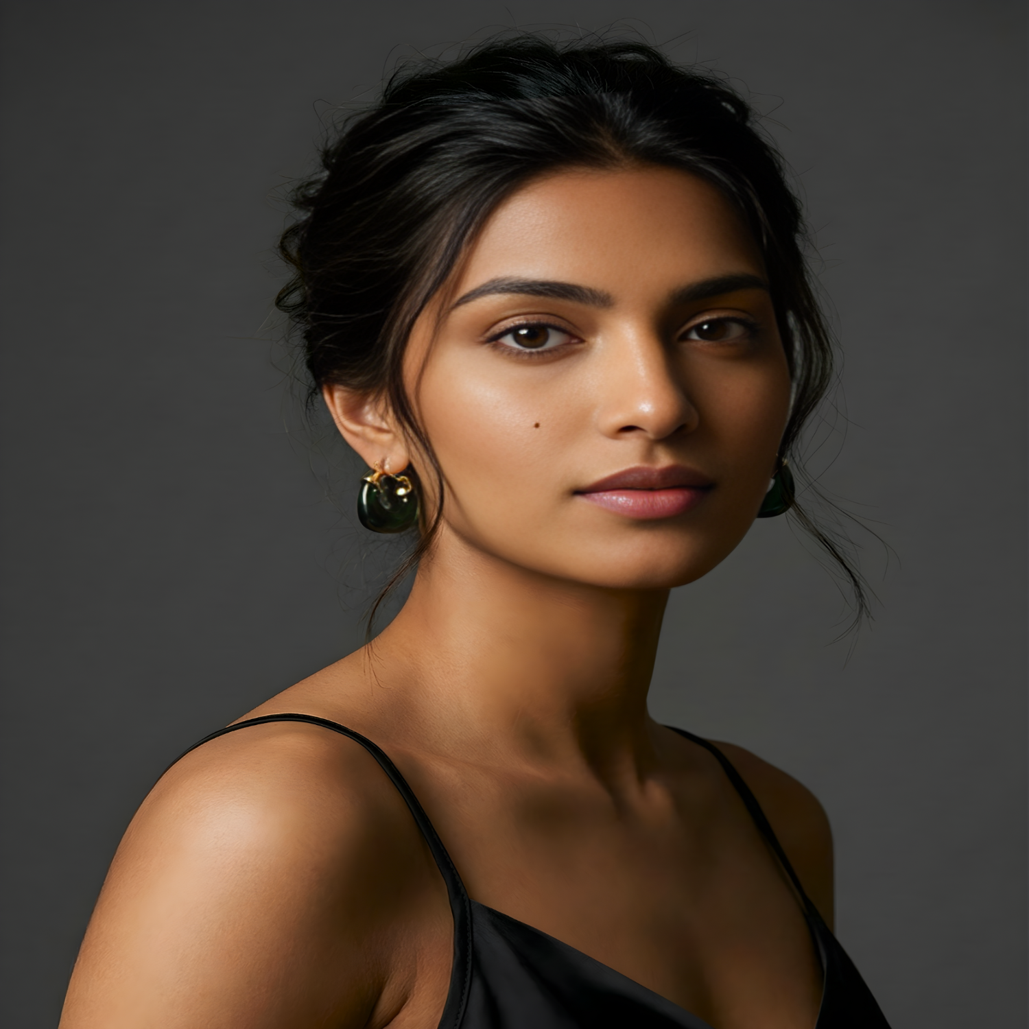 U Shaped Green Hoop Earrings JLT11344