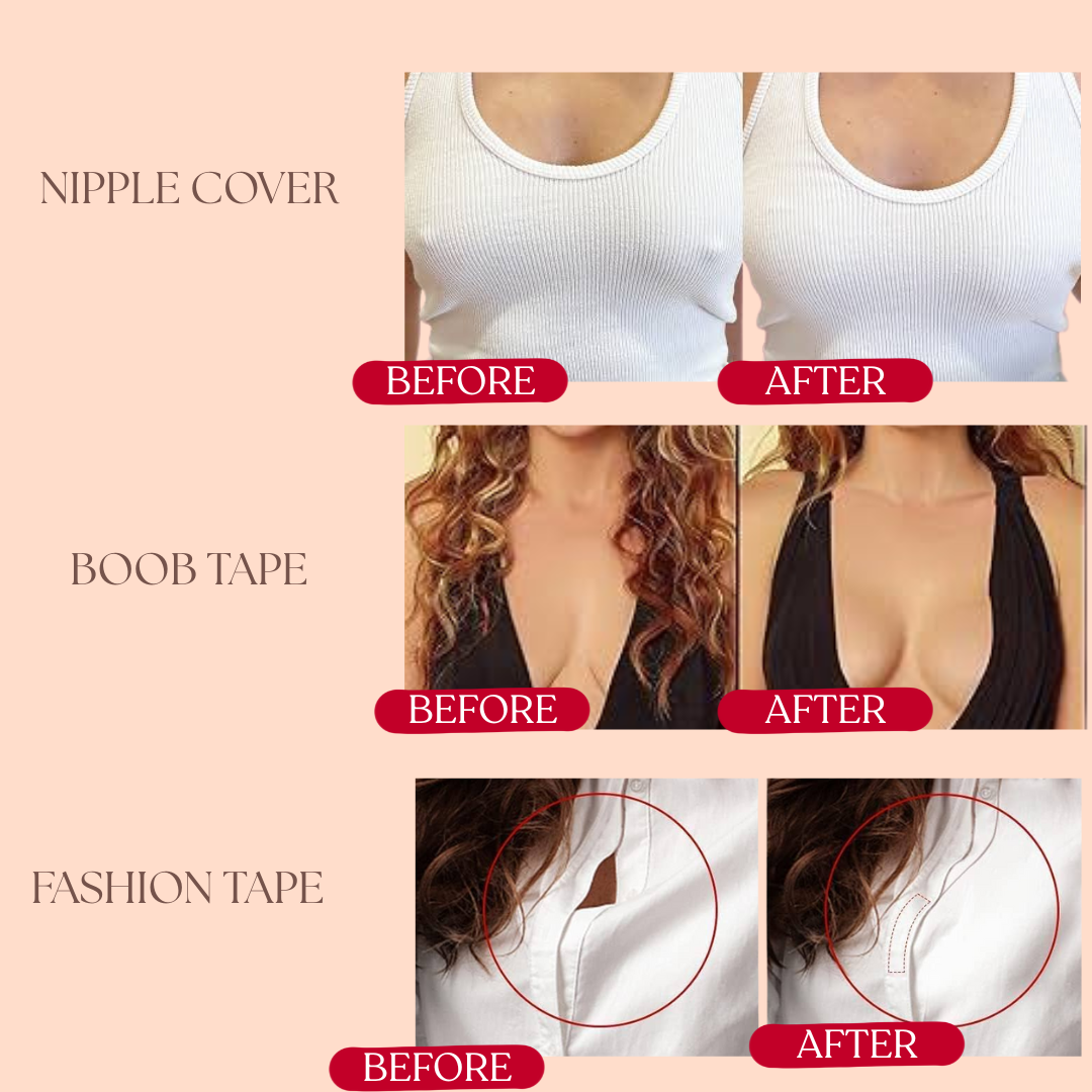 Just Lil Things All-in-One Boob Tape Kit with Nipple Covers, Pasties & Fashion Tapes JLTBasicscombo001