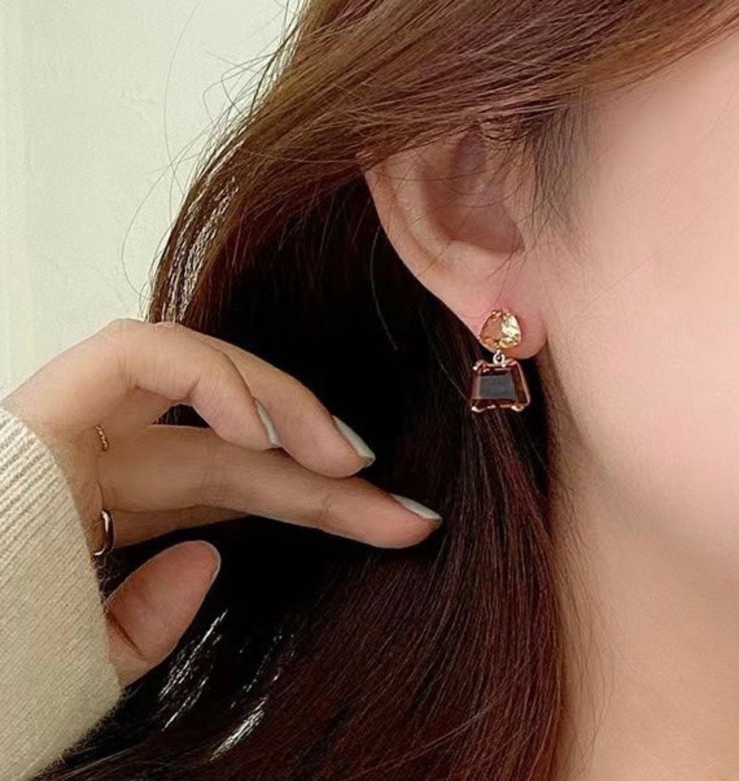 Luxury Champagne Crystal Dangle Earrings jlt11754