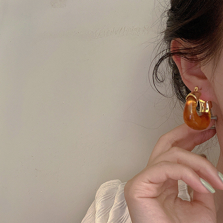 U Shaped Brown Hoop Earrings JLT11281