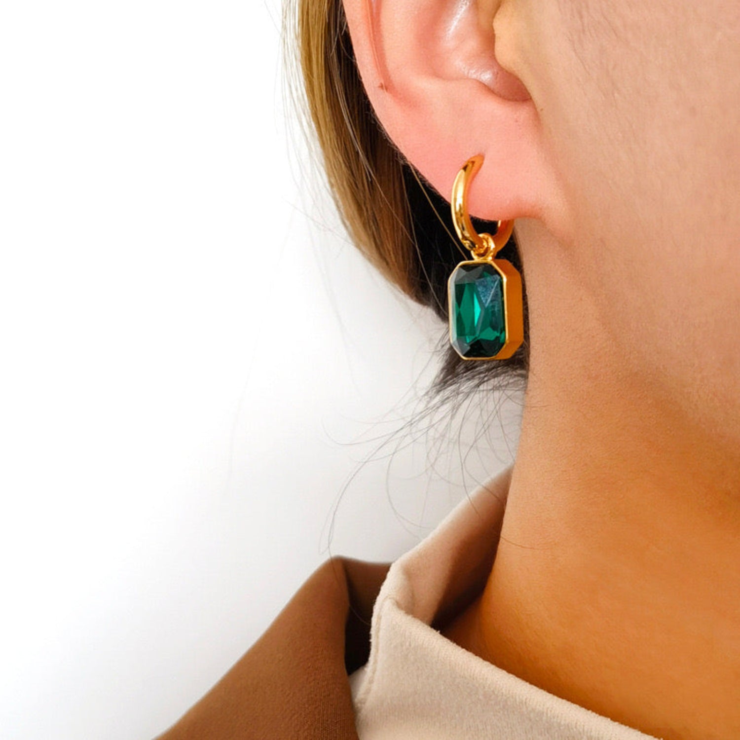 Just Lil Things Green Hoop Earrings jlt11984