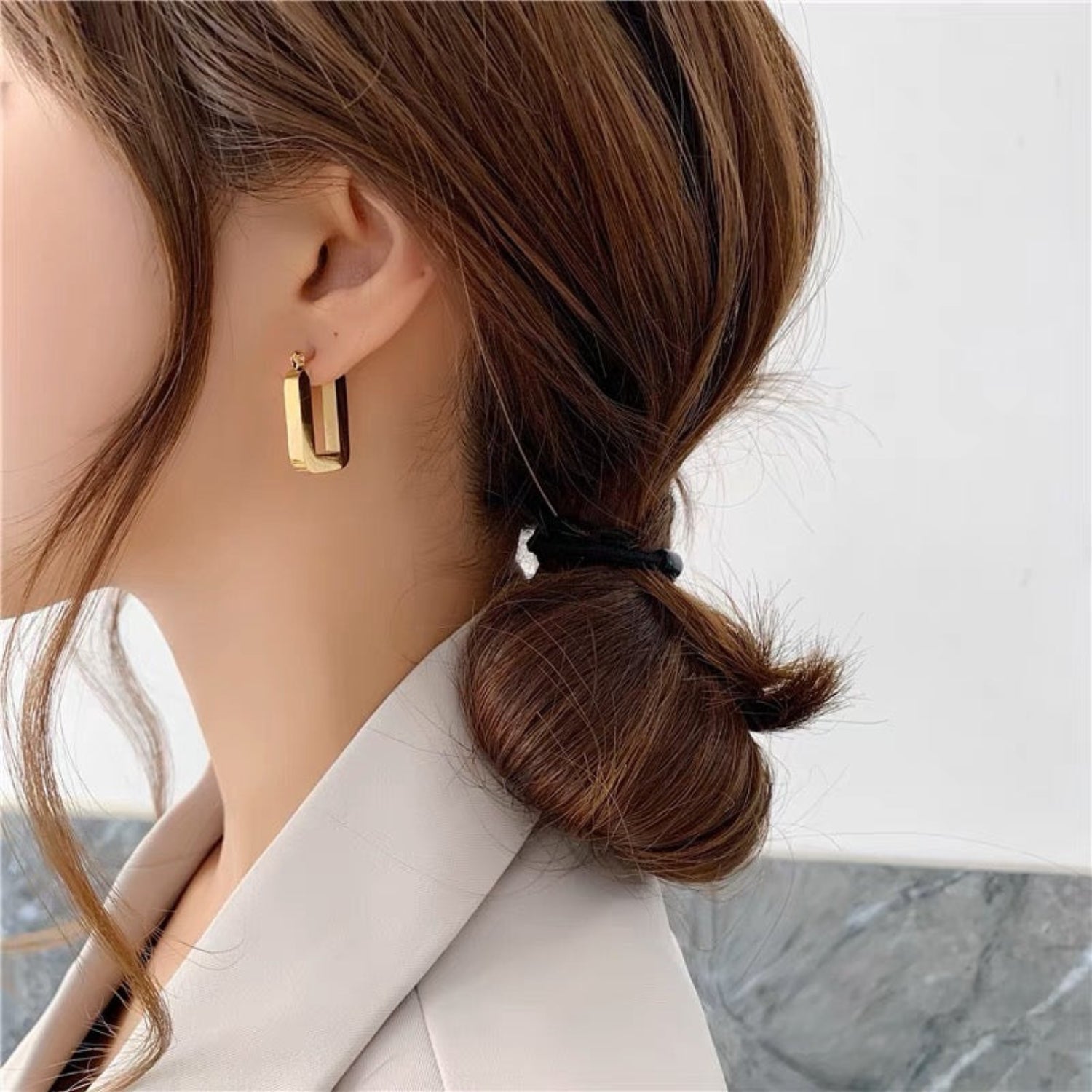 Geometric Elegant Square Hoop Earrings jlt11680