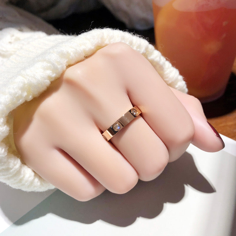 Just Lil Things Rose Gold Crystal Studded Band Ring – Minimal Luxe Everyday Style jltr0223
