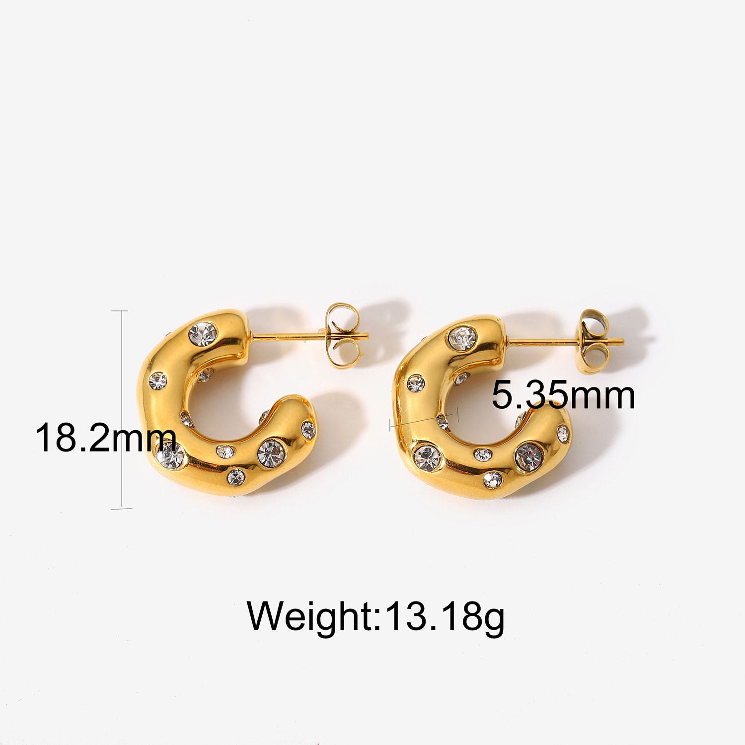 Gold Crystal-Studded Hoop Earrings jlt11840