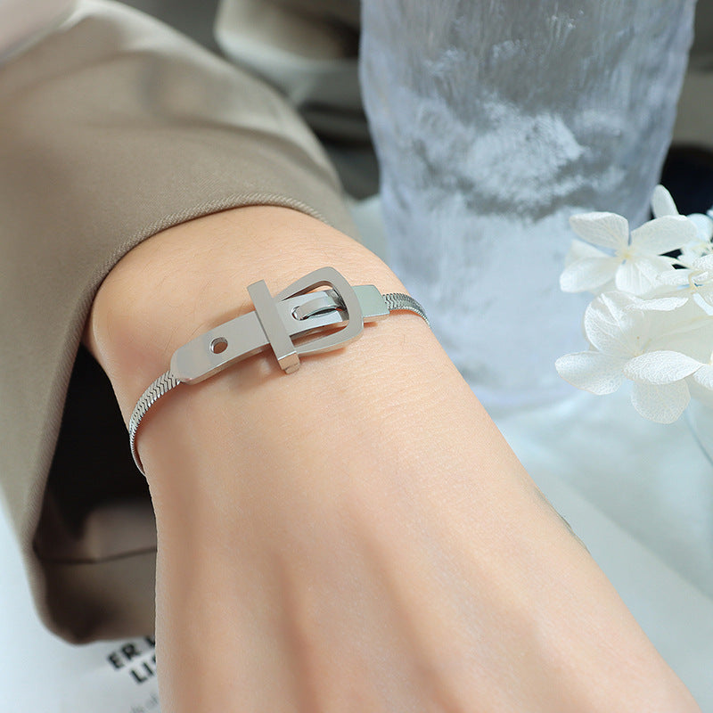 just-lil-things-artificial-"Silver Geometric Padlock Charm Bracelet–Minimal Modern Design"-jltb0263