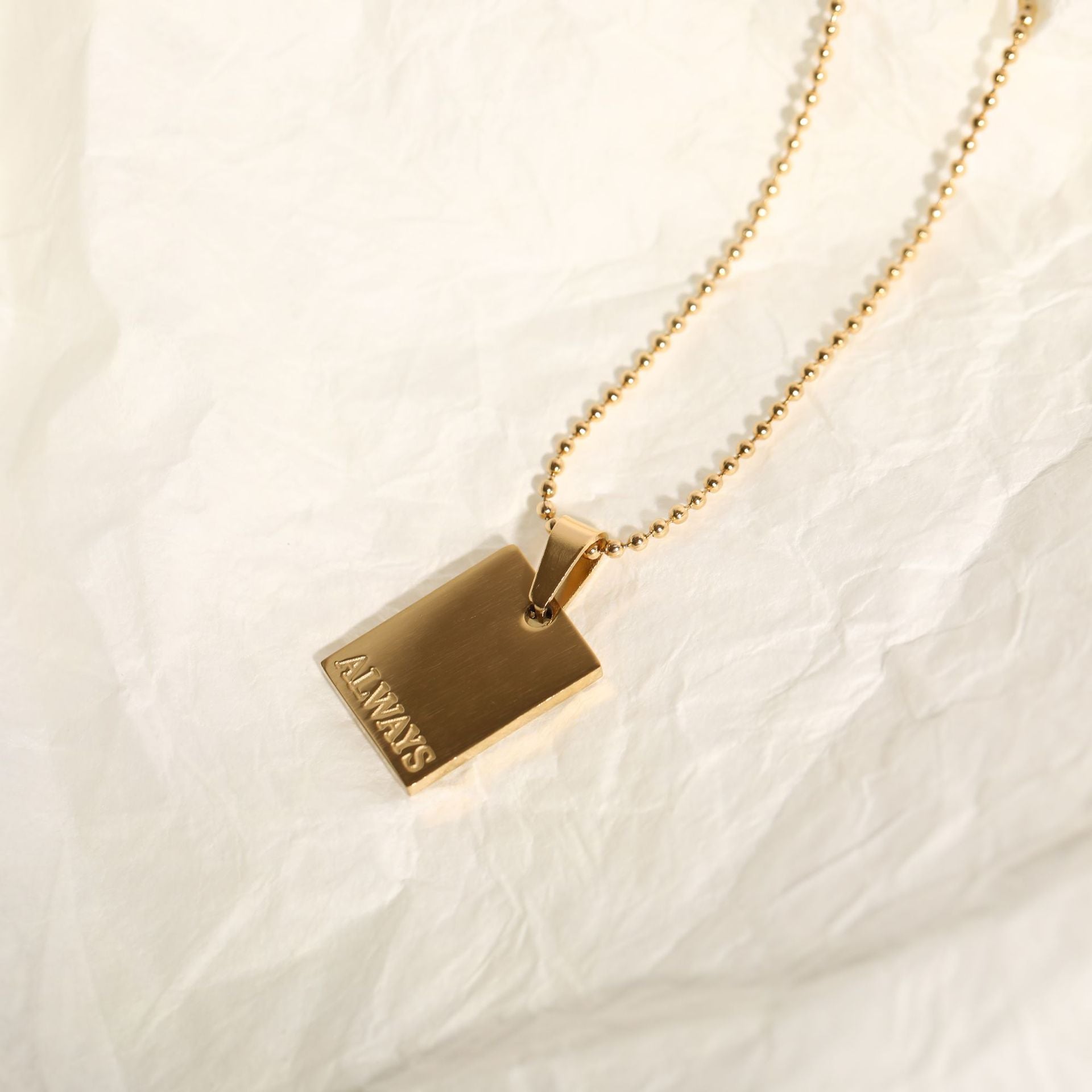 Radiant toned "Always" Engraved Necklace – Minimalist Inspirational Pendant for Daily Wear-jltn0635