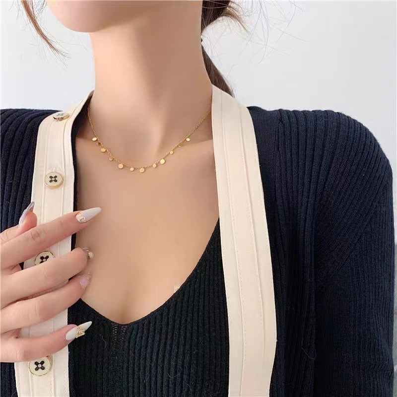 Minimalist Gold Disc Chain Necklace jltn0685