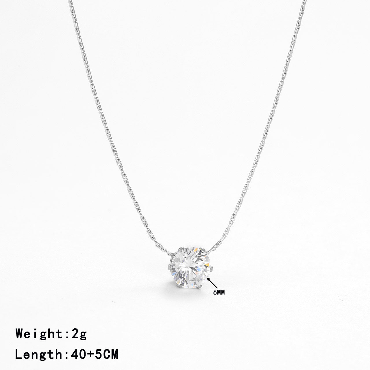 Single White Stone Plated Silver Necklace JLTN1278