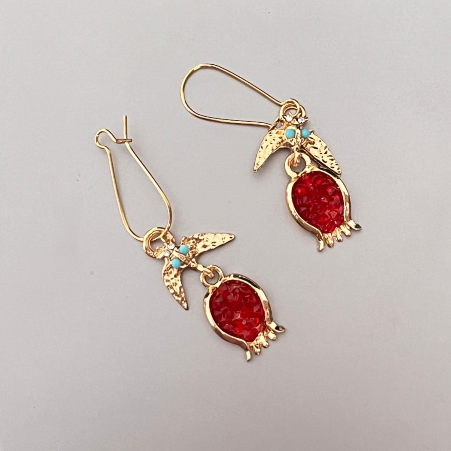 Handcrafted Pomegranate Ruby Drop Earrings-jlt11577