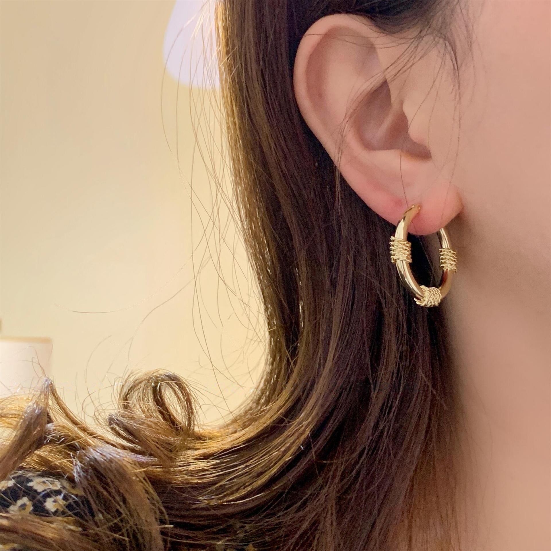 Bold Gold-Color Statement Hoop Earrings jlt11734