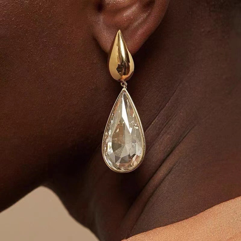 Justlilthings White and Gold Pin Earrings