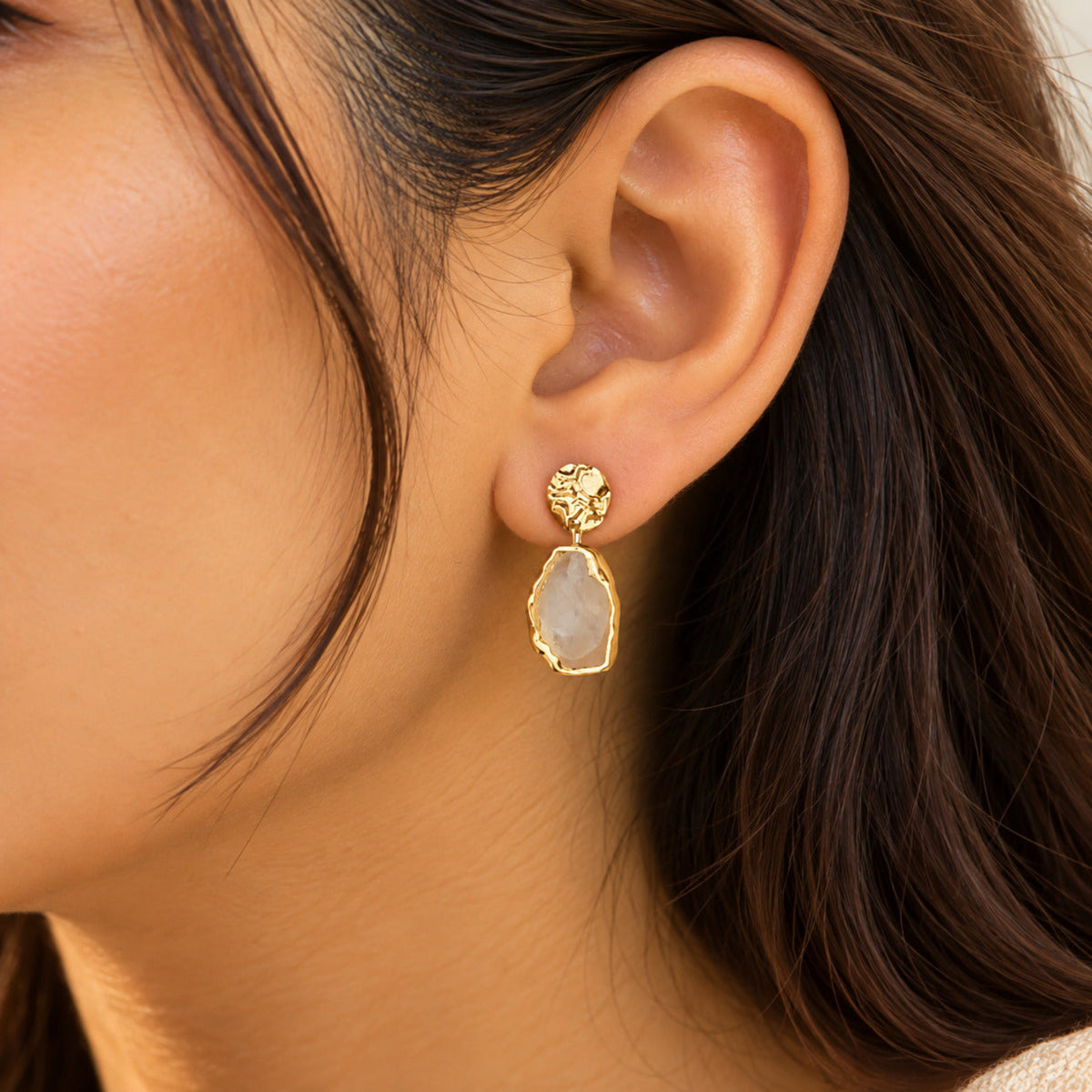 Resin marble white earrings JLT11227