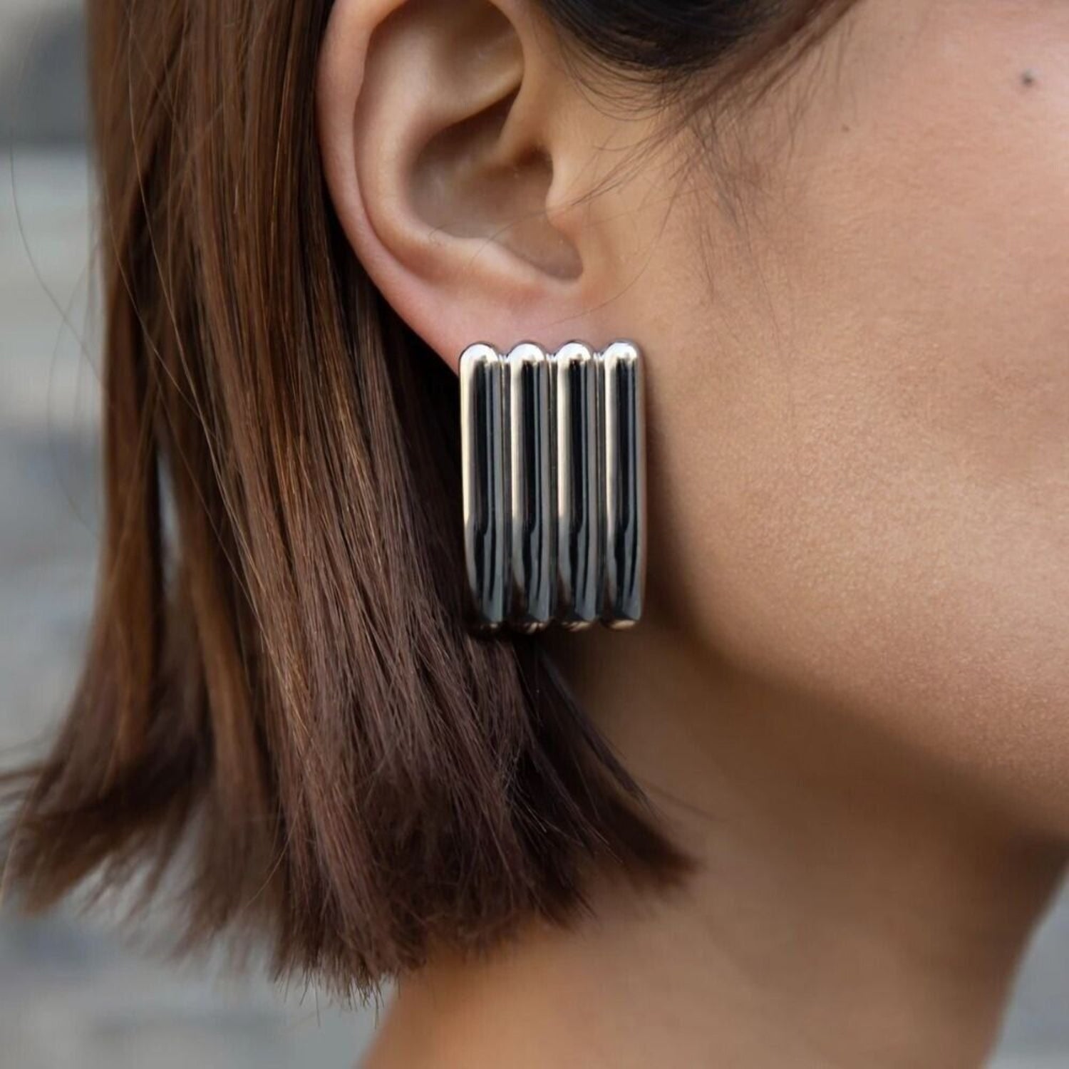 Just Lil Things - Vertical Ribs - Pin Earrings