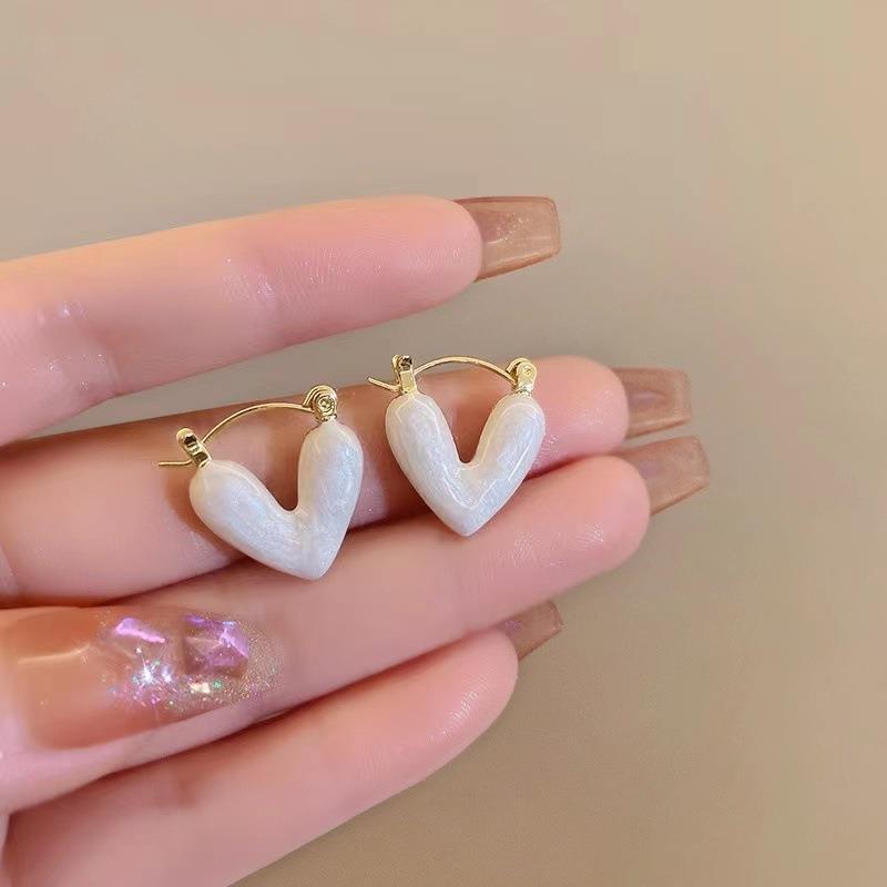 Just lil things White Hoop Earrings JLT12585