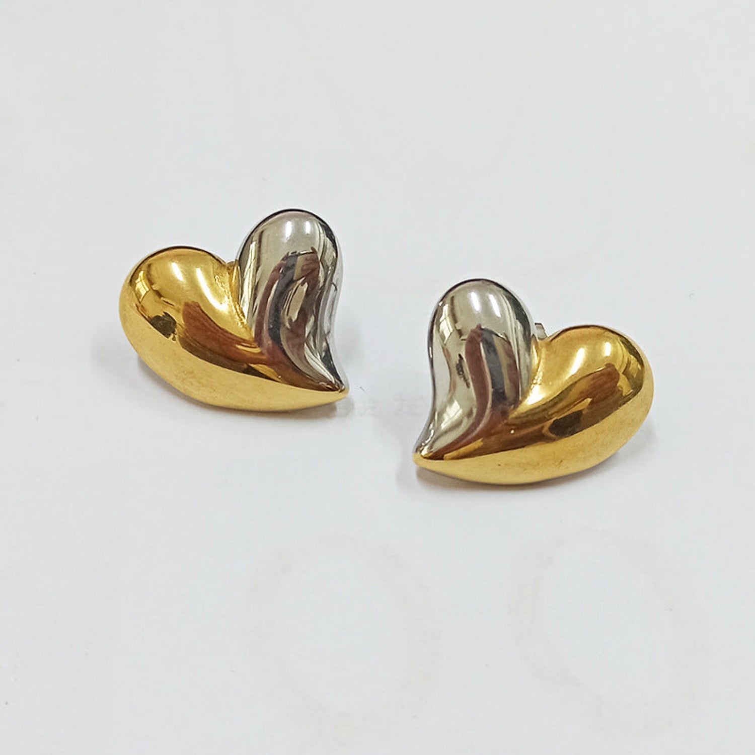 Dual Tone Heart Pin Earrings JLT12671