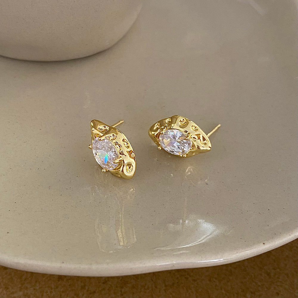 Oval Sapphire Scroll Diamond White Pin Earrings JLT12682