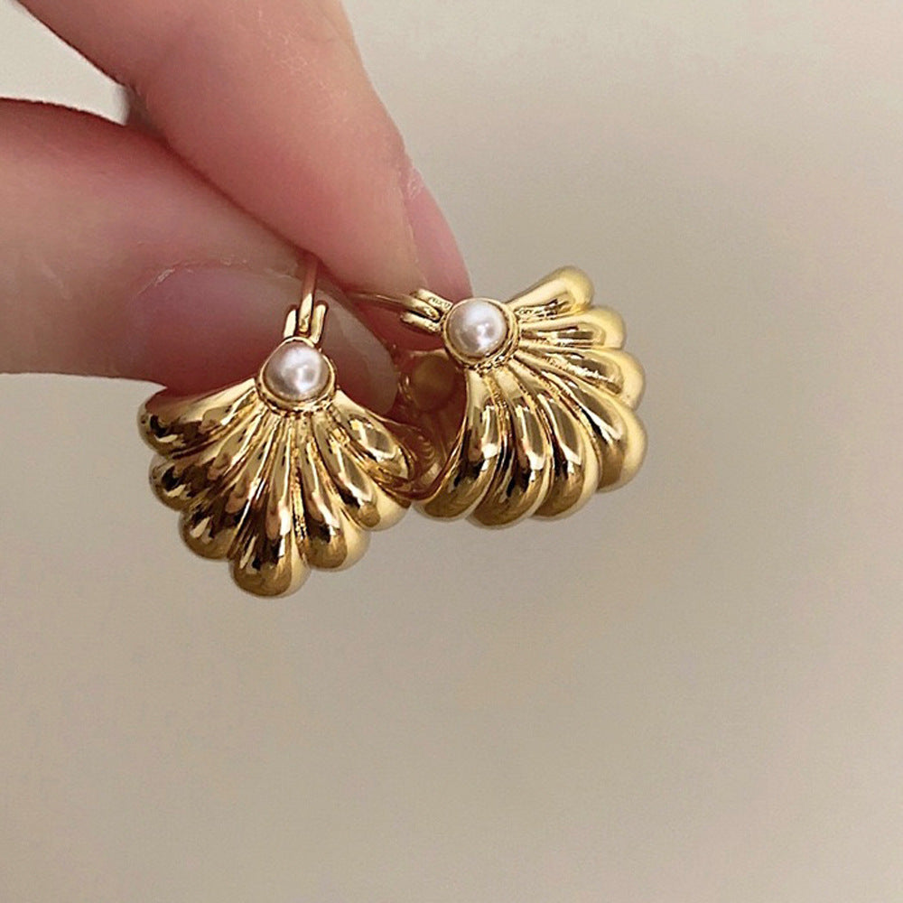 Irregular Metal Peark Euro American Style Gold Hoop Earrings JLT12719