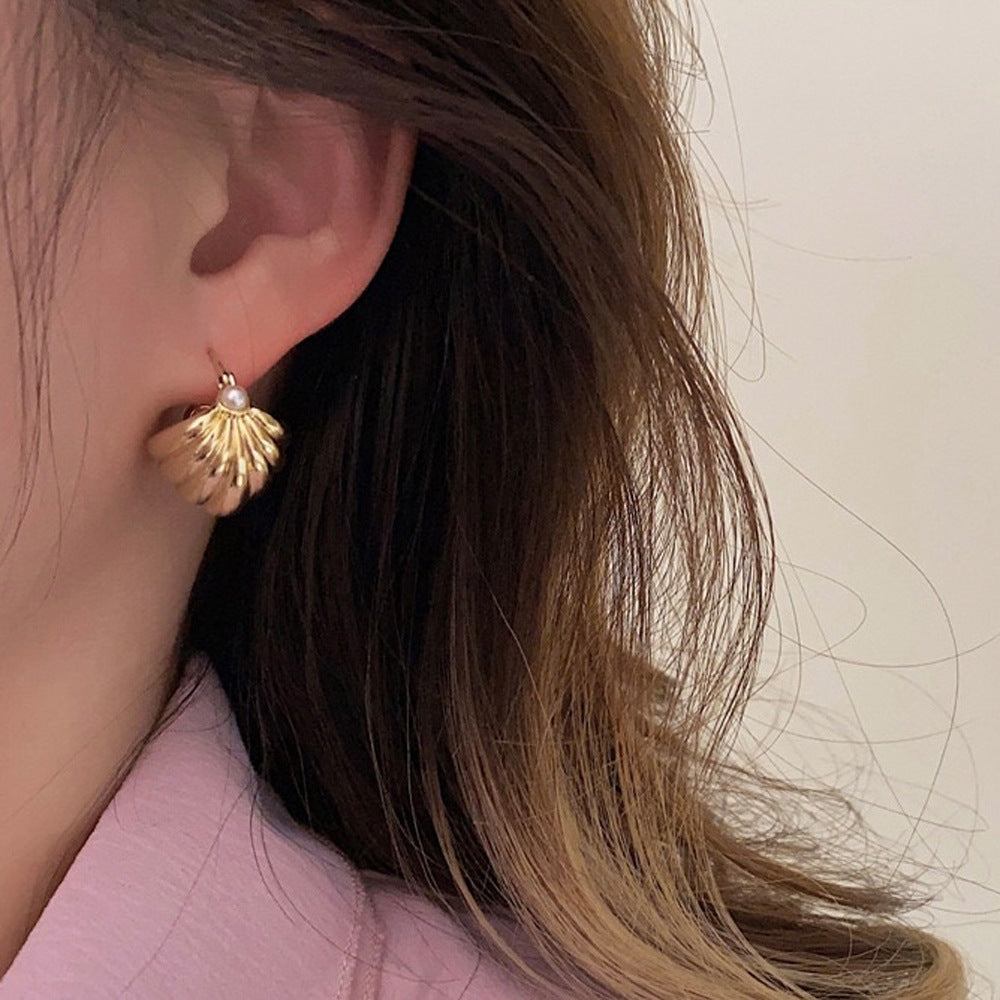 Irregular Metal Peark Euro American Style Gold Hoop Earrings JLT12719