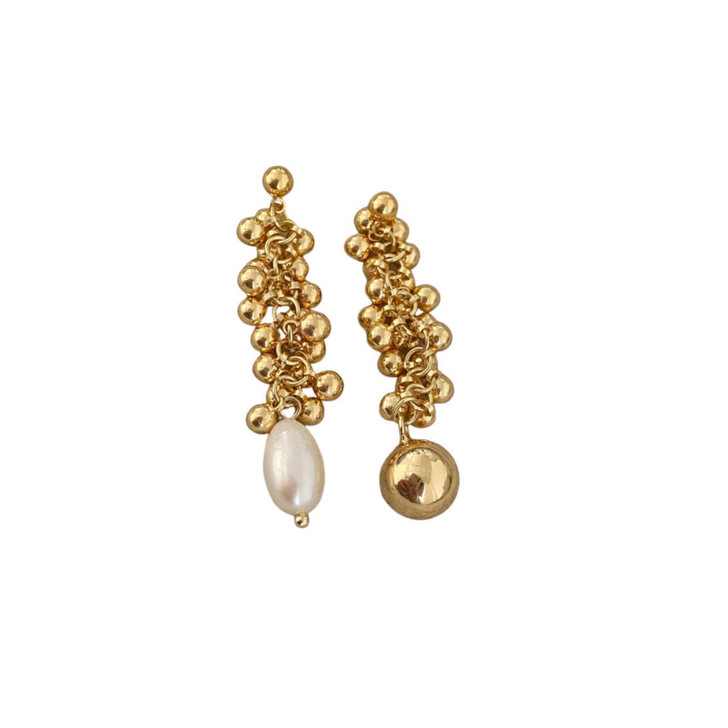 Long Bunch Pearl Drop Pin Earrings JLT12746