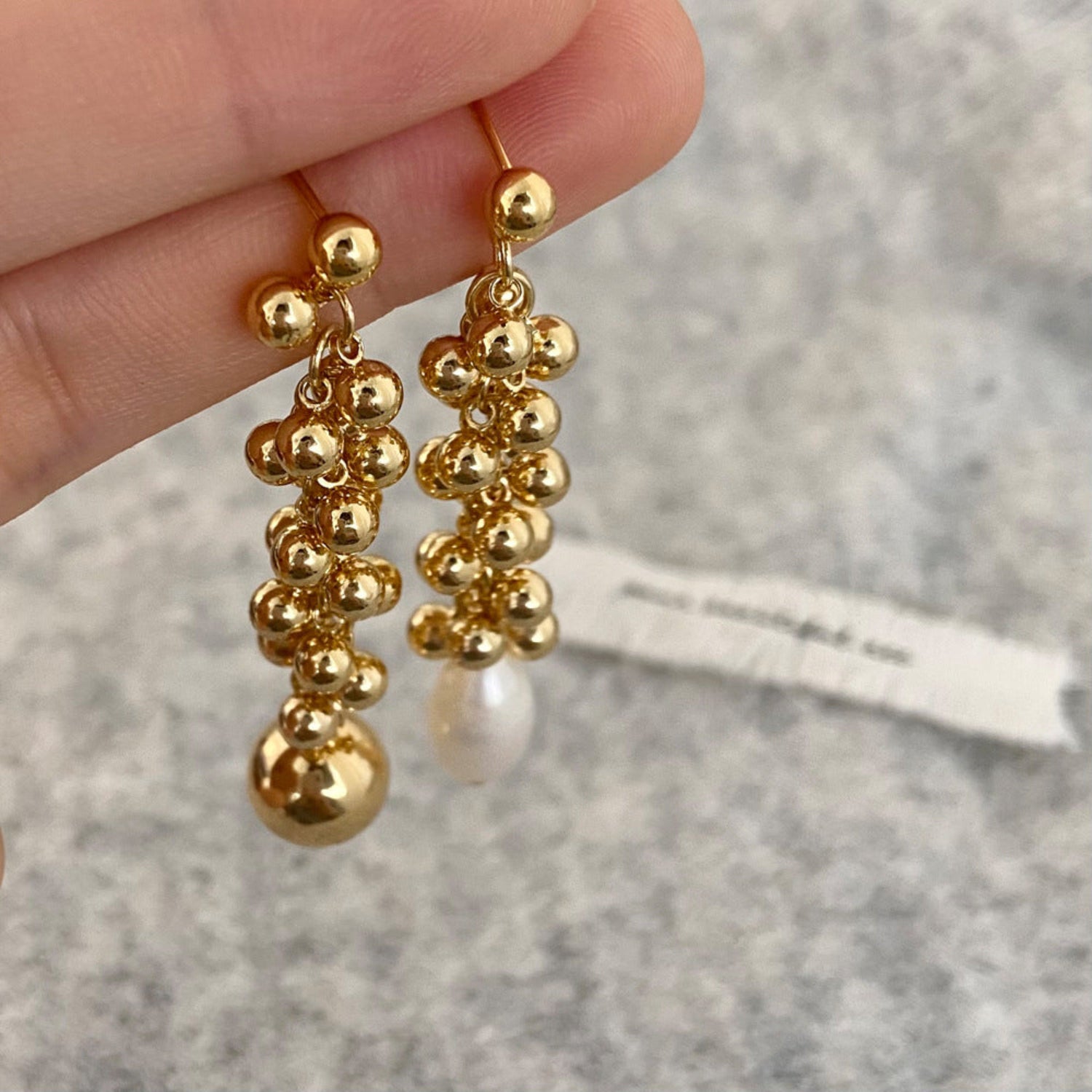 Long Bunch Pearl Drop Pin Earrings JLT12746