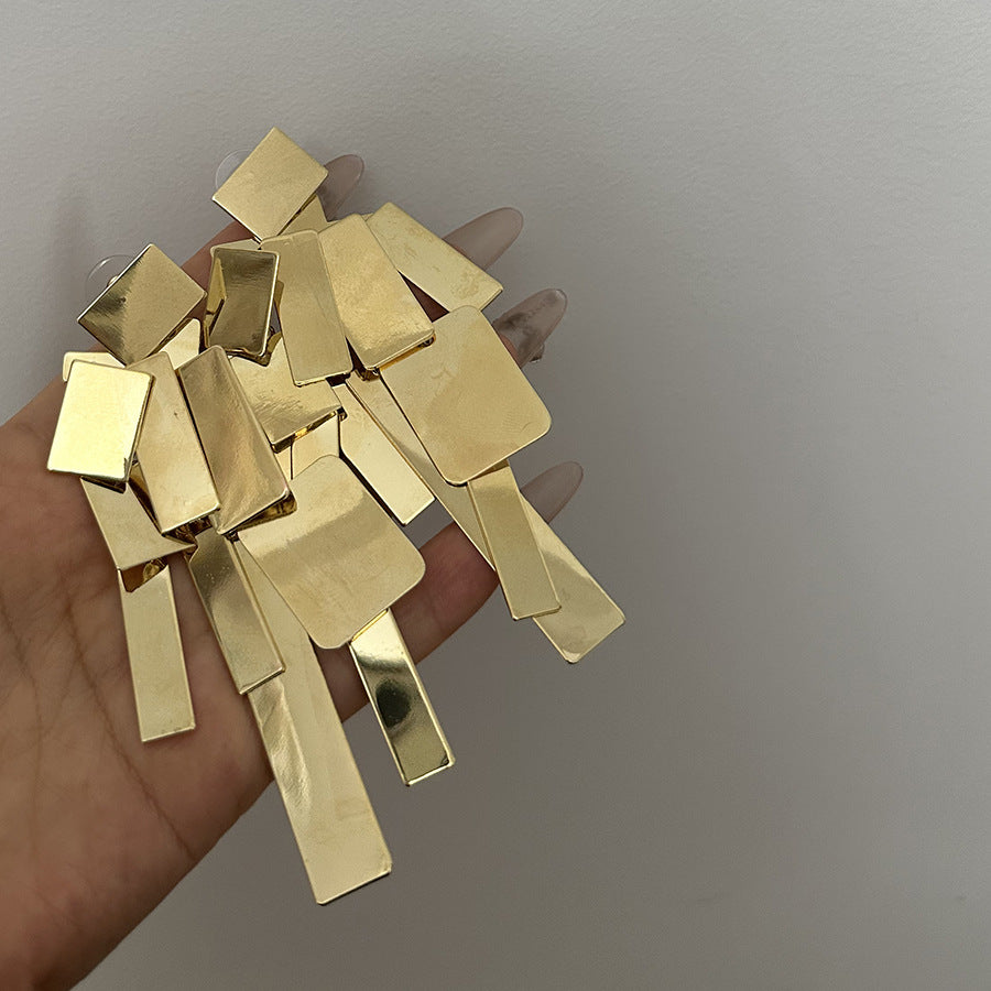 Trapezoid Danglers Gold Pin Earrings JLT12821
