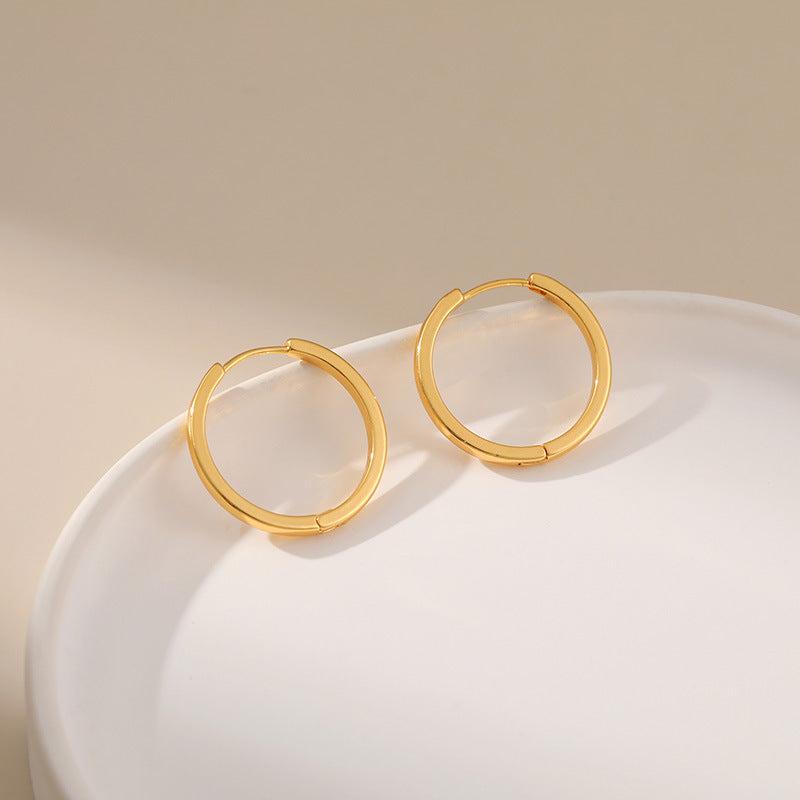 Geometric Round Style Gold Hoop Earrings JLT12840