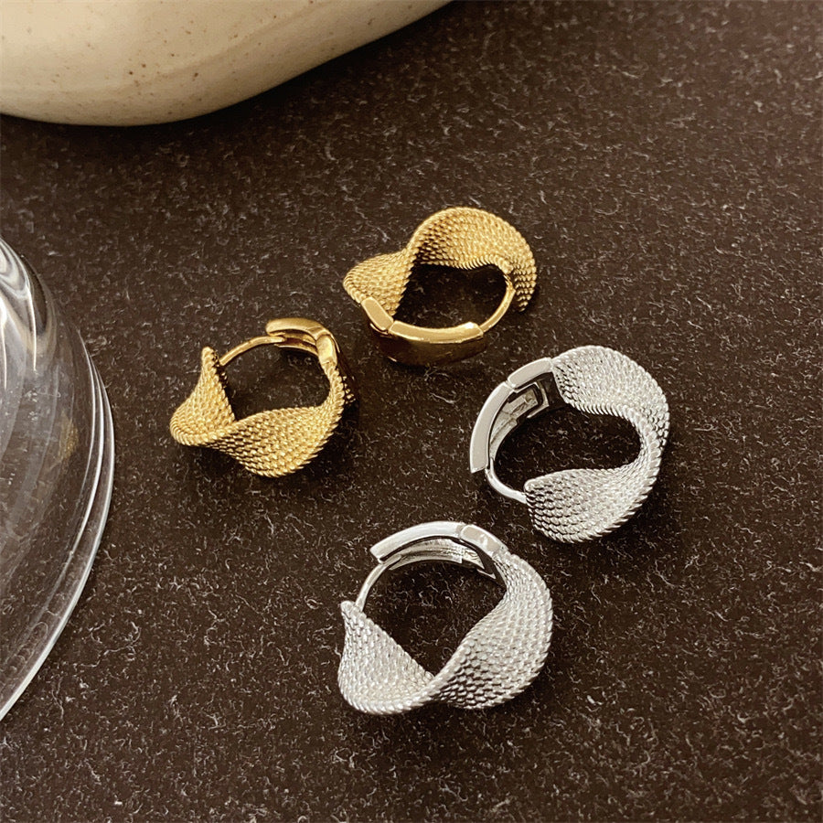 Double Twisted Silver Hoop Earrings JLT12846