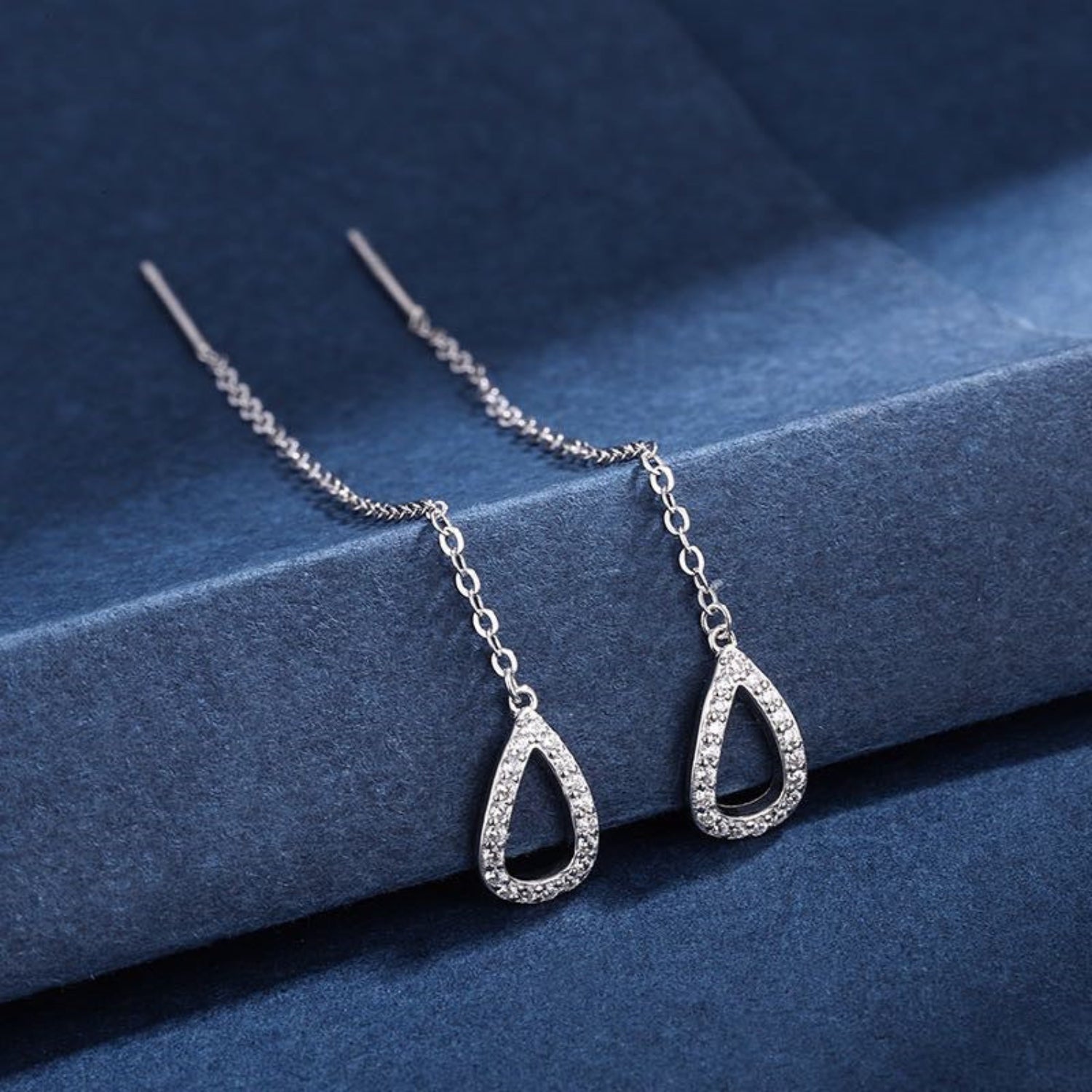Needle Tassel Halo Silver Steel Drop Earrings JLT12849