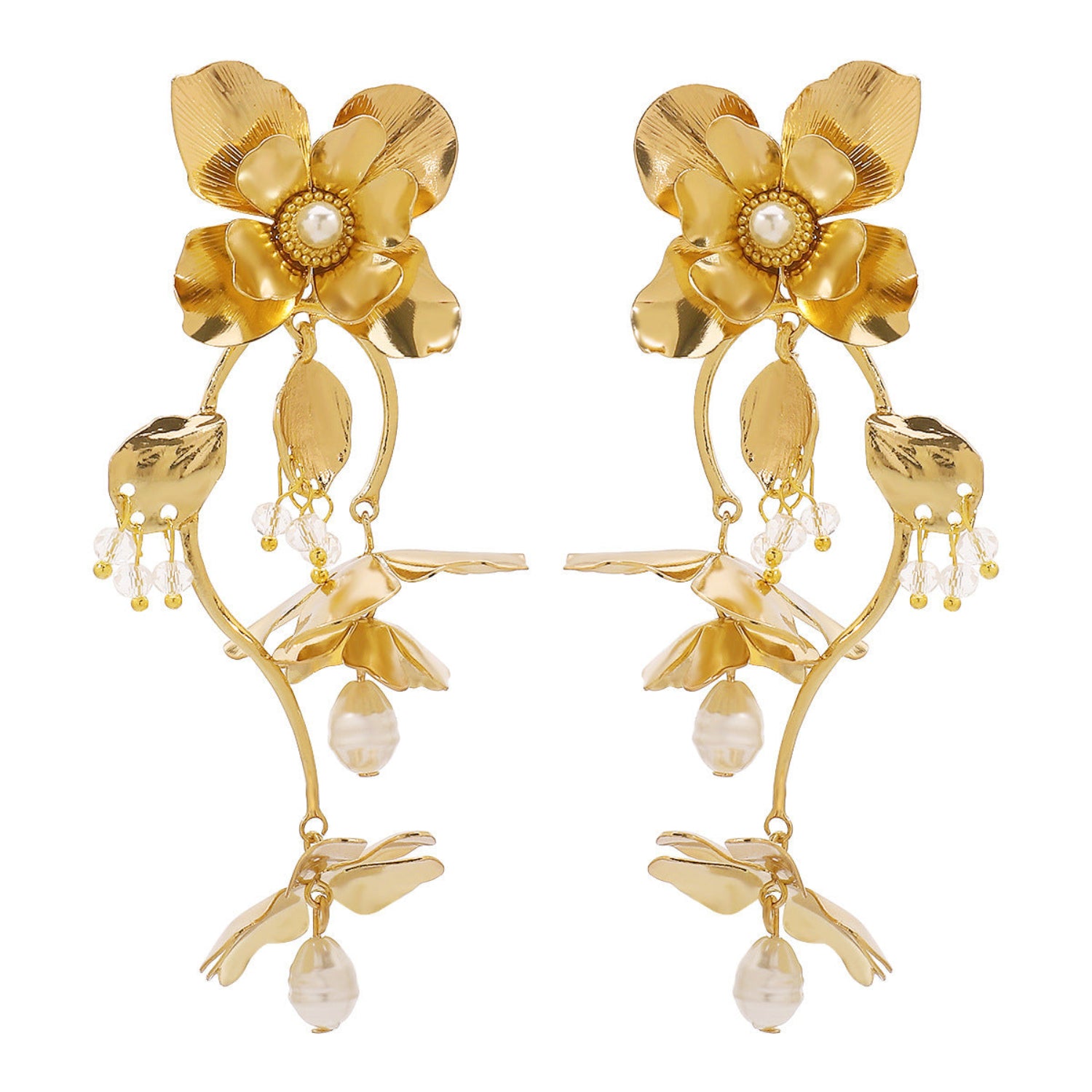 Vintage Floral Style Premium pearl Drop Earrings JLT12865