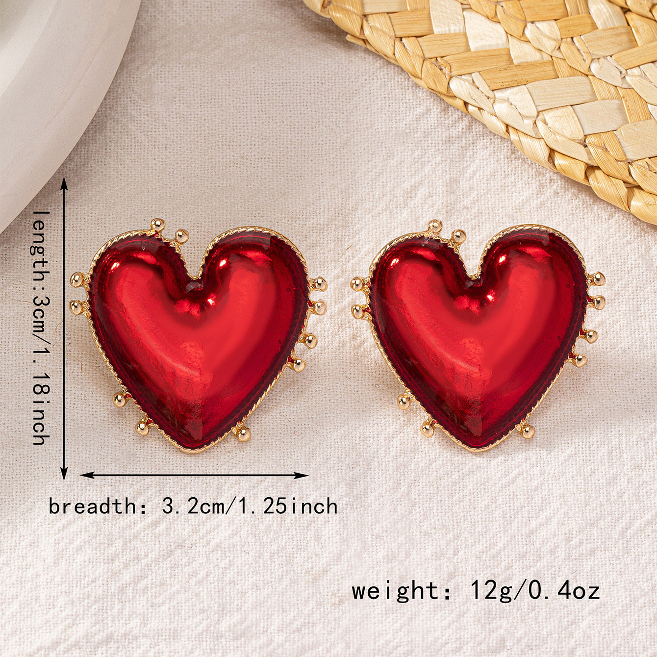 Unique Shiny Heart Red Pin Earrings JLT12879