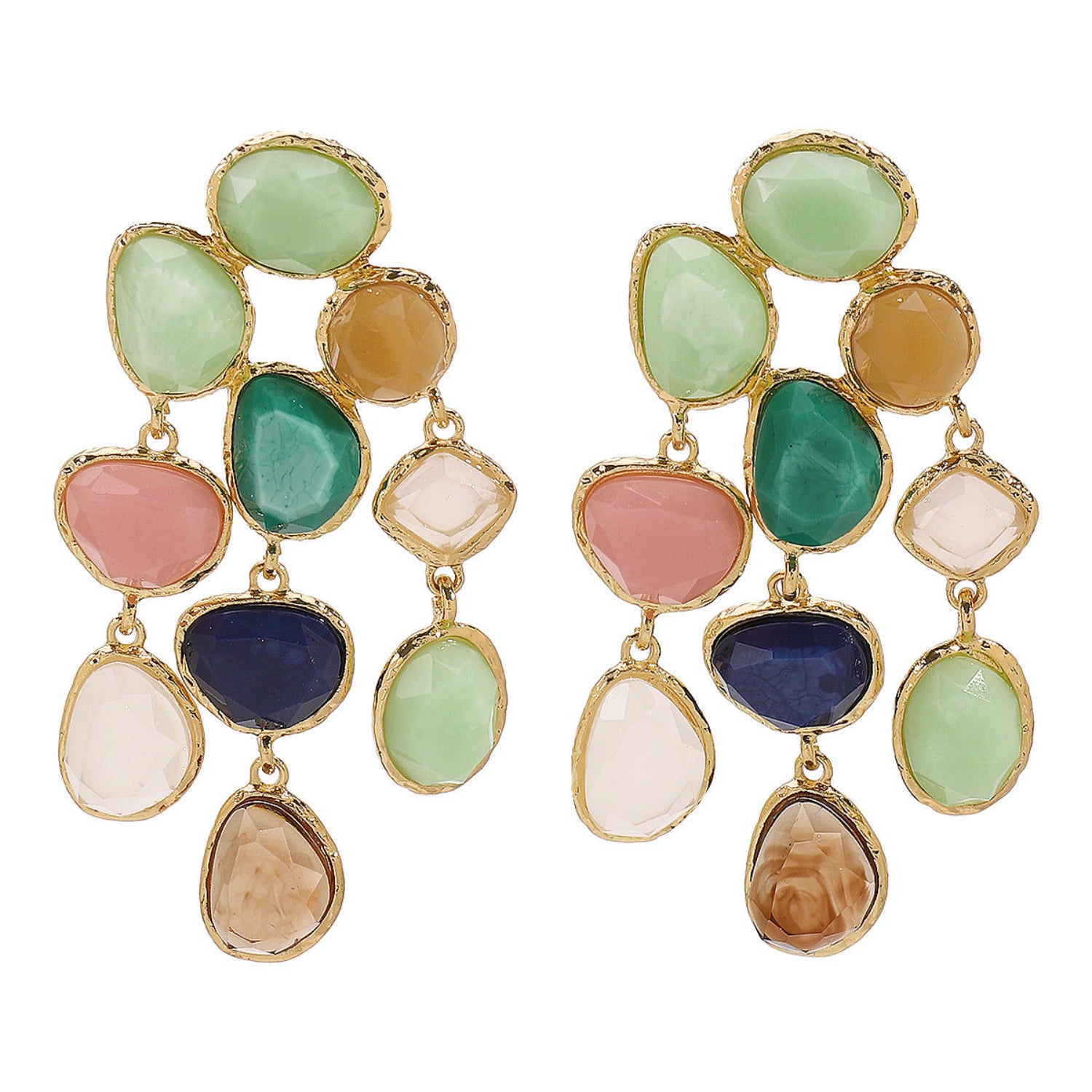 Multi Rhinestone Multicolor Drop Earrings JLT12880