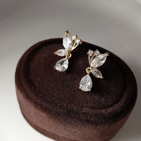 Gold Color Stone Studded Drop Earrings JLT12891
