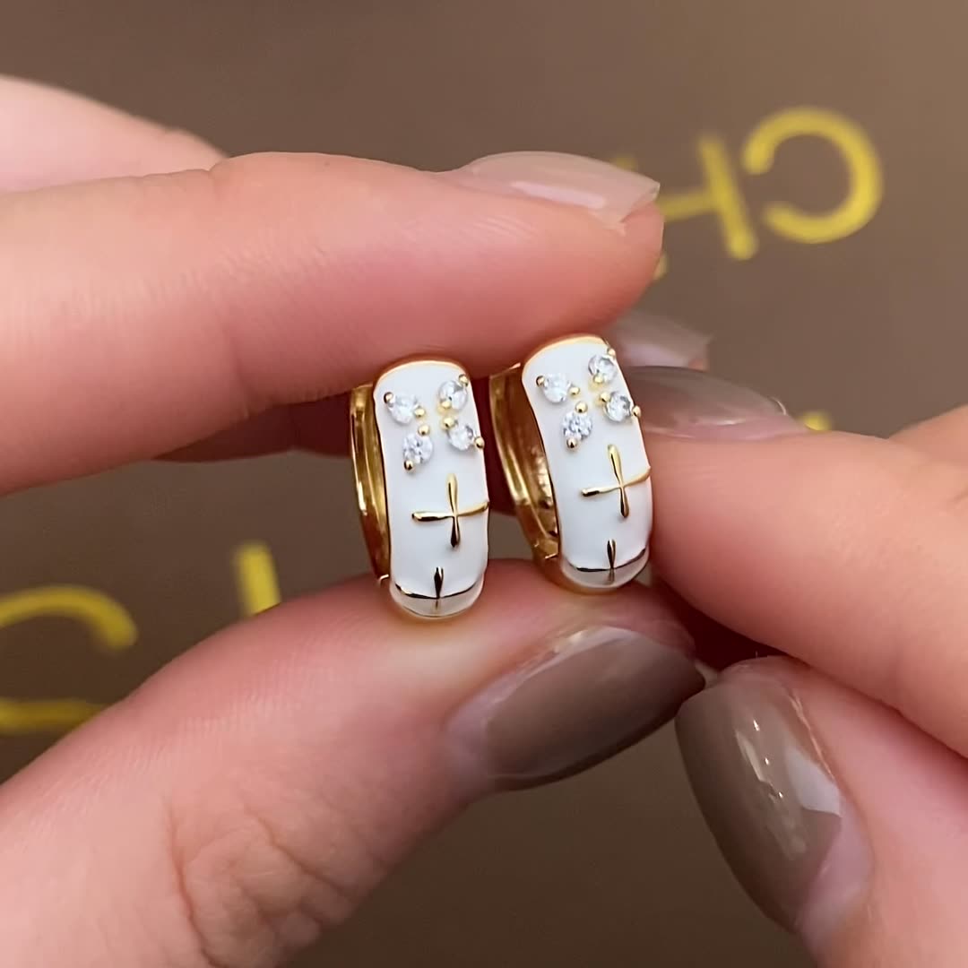 Dainty White Gold Floral Multicolour Hoop Earrings JLT12905
