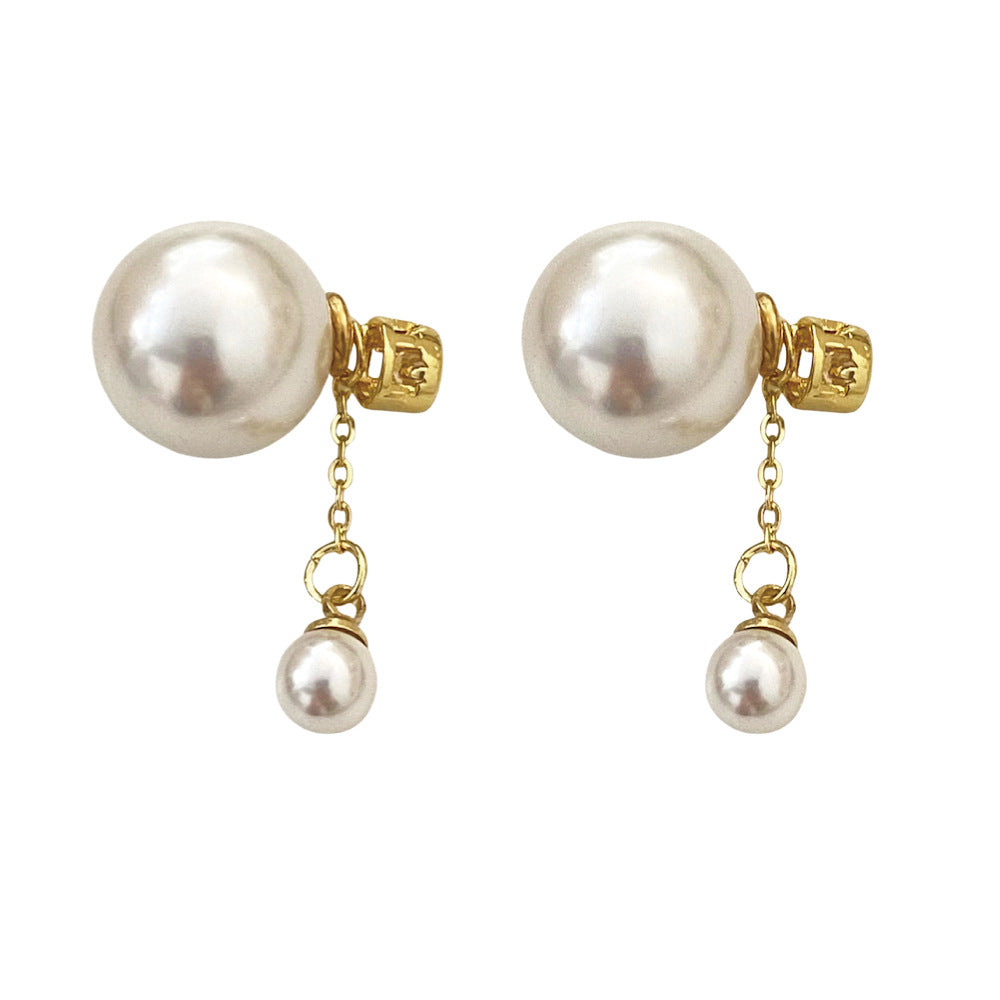 Classic White Pearl Gold Drop Earrings JLT12913
