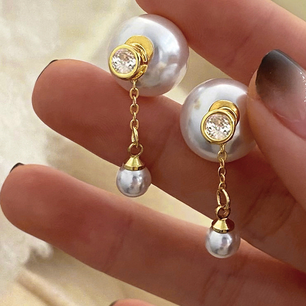 Classic White Pearl Gold Drop Earrings JLT12913