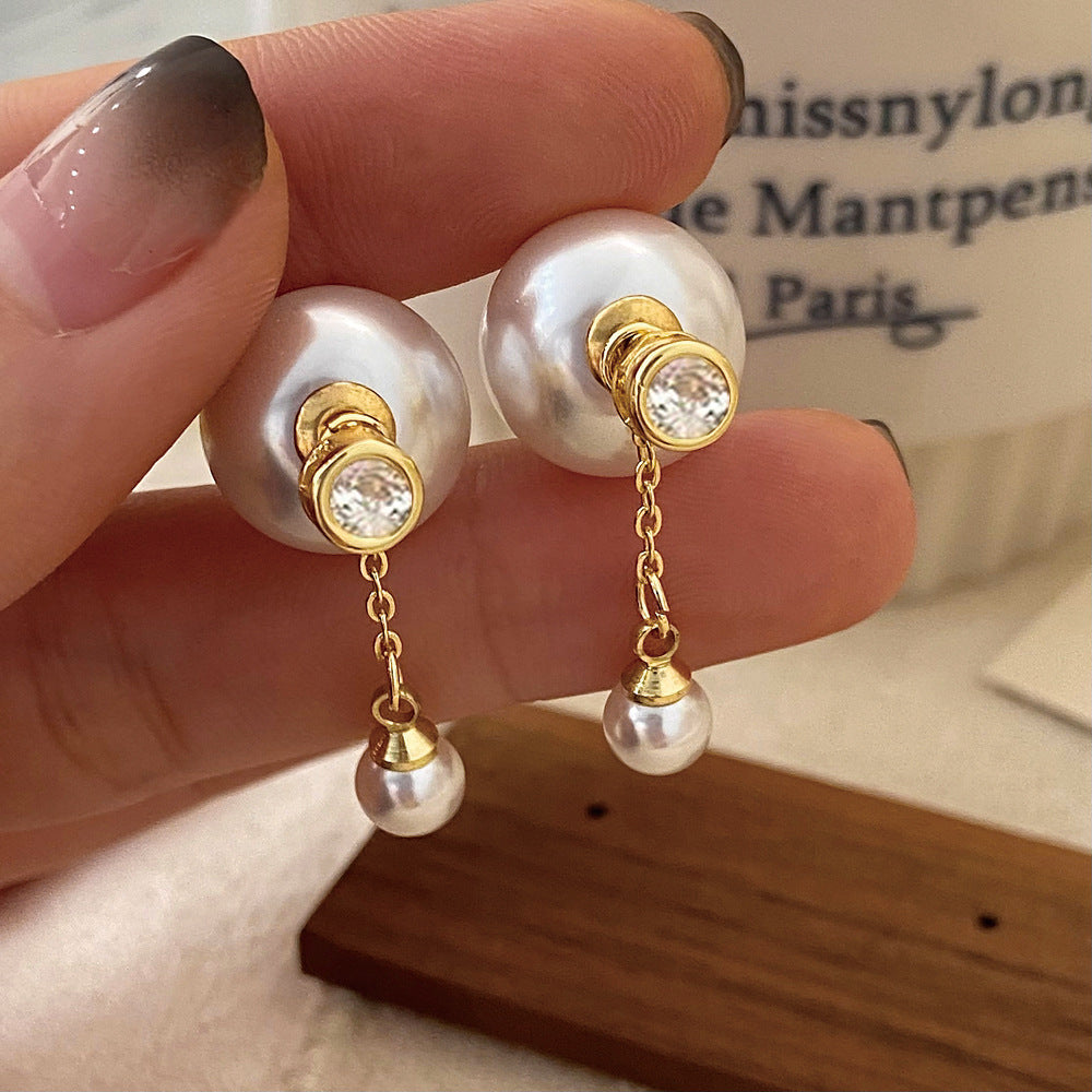 Classic White Pearl Gold Drop Earrings JLT12913