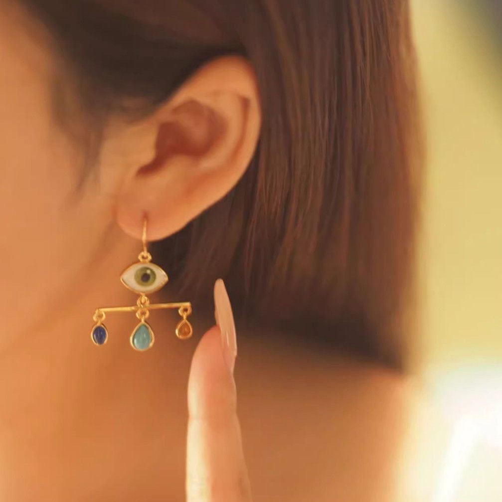 Eye Stability Multicolor Gold Drop Earring JLT12919